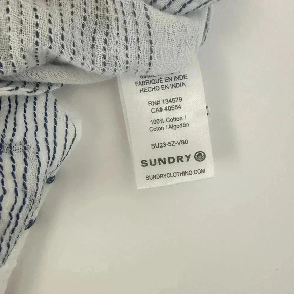 SUNDRY zig zag striped elbow sleeve gauze shirt Blouse Top - Picture 4 of 8